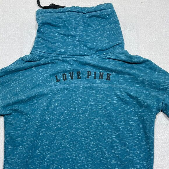 Pink Victoria Secret Sweater Women Size‎ Small Funnel Neck Sweatshirt Green - Picture 8 of 9